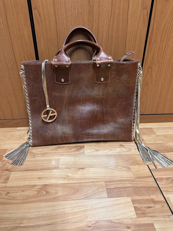 Borsa in cuoio marrone Francesco Biasia a struttura rigida