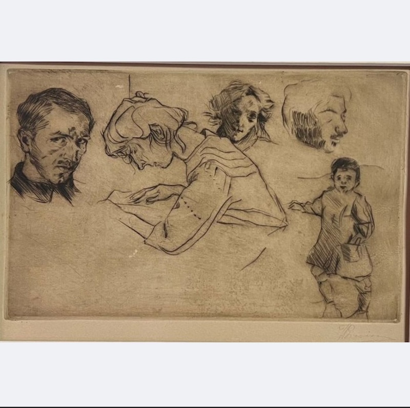 Punta secca di Umberto Boccioni "Studio di teste" - immagine 2