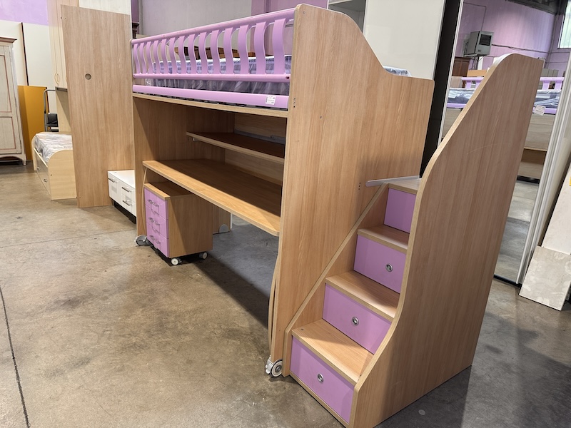Letto a soppalco frassino/rosa - immagine 2