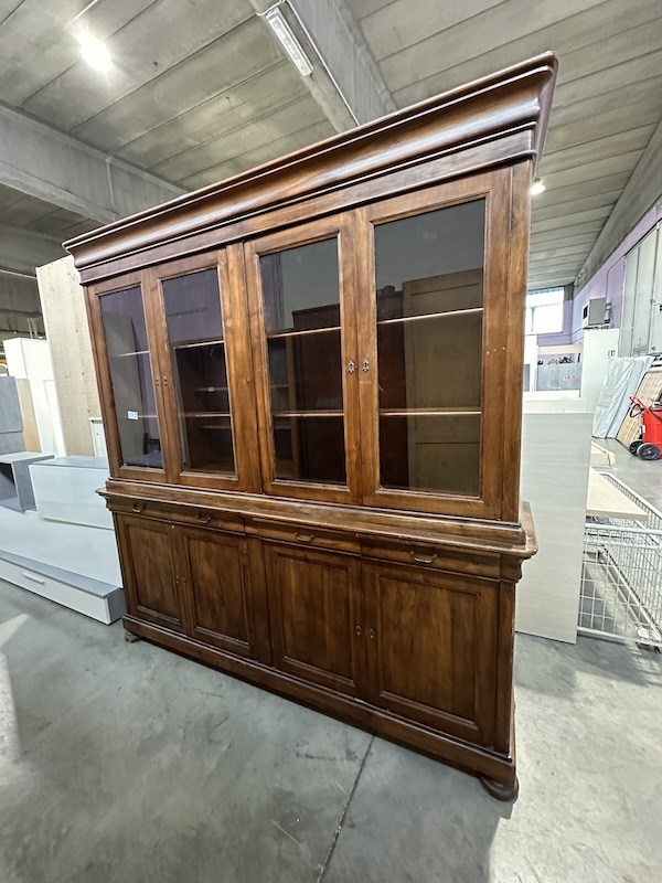 Credenza/vetrina color noce 4 ante arte povera