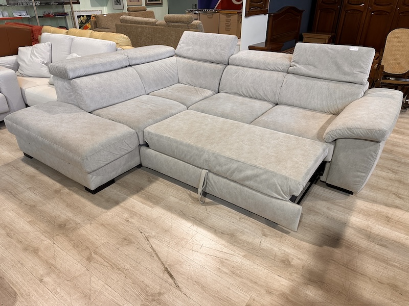 Divano letto PoltroneSofà grigio con penisola contenitore - immagine 4
