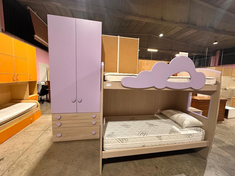 Cameretta lilla/rovere grigio con letto a castello - immagine 2