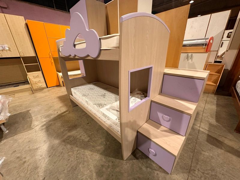 Cameretta lilla/rovere grigio con letto a castello - immagine 3