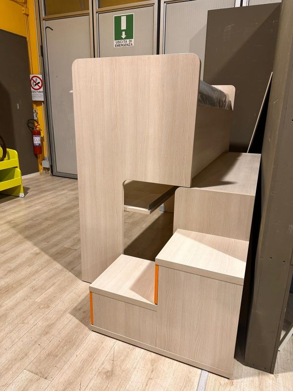 Letto a soppalco scorrevole frassino/arancione - immagine 3
