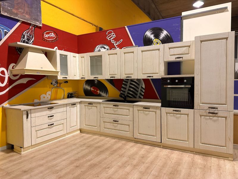 Cucina angolare stile country color beige